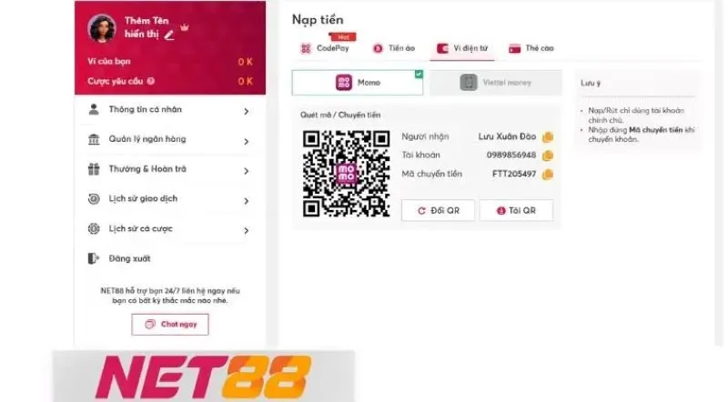 Nạp tiền nhanh chóng qua phương thức đa dạng