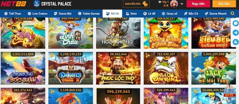 Thao tác đặt cược nổ hũ tại NET88